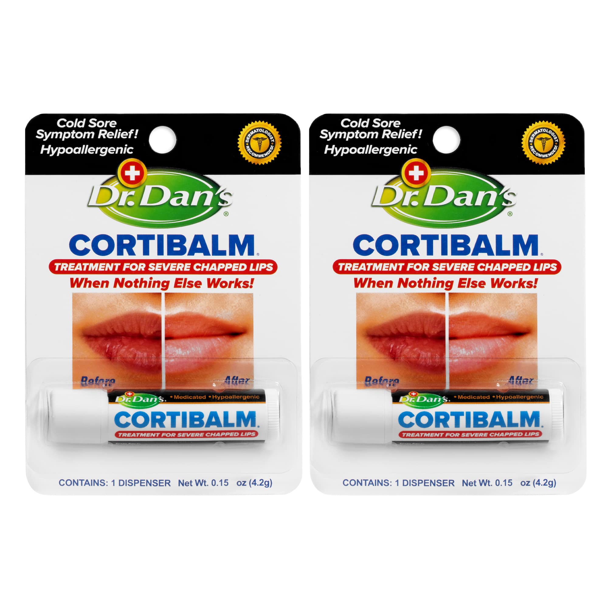 Dr. Dan's Cortibalm - 2 Pack | Healing Lip Balm for Severely Chapped Lips
