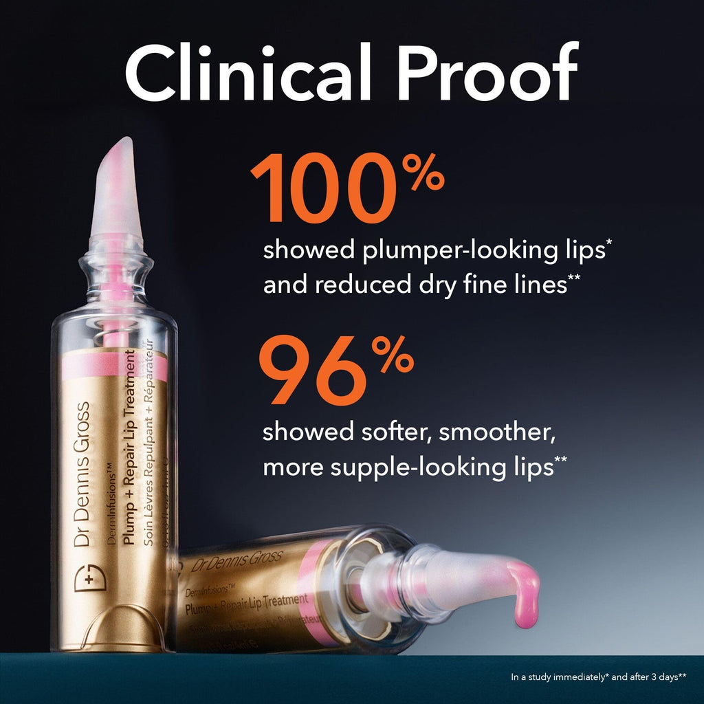 Dr Dennis Gross DermInfusions Plump + Repair Lip Treatment Clear – Hyaluronic Acid, Peptides, Barrier Repair