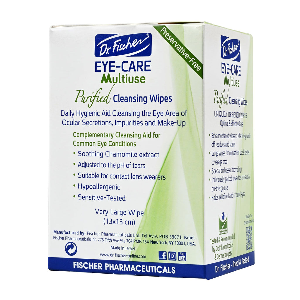 Dr. Fischer Eyelid Wipes – Purified, Hypoallergenic Pre-Moistened Eye Wipes (Pack of 2)