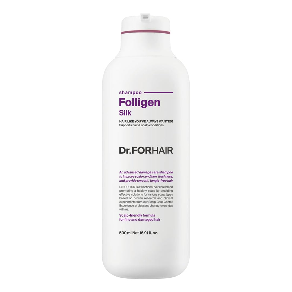 Dr.FORHAIR Folligen Silk Shampoo – Volumizing Korean Haircare for Damage Care, 16.91 oz