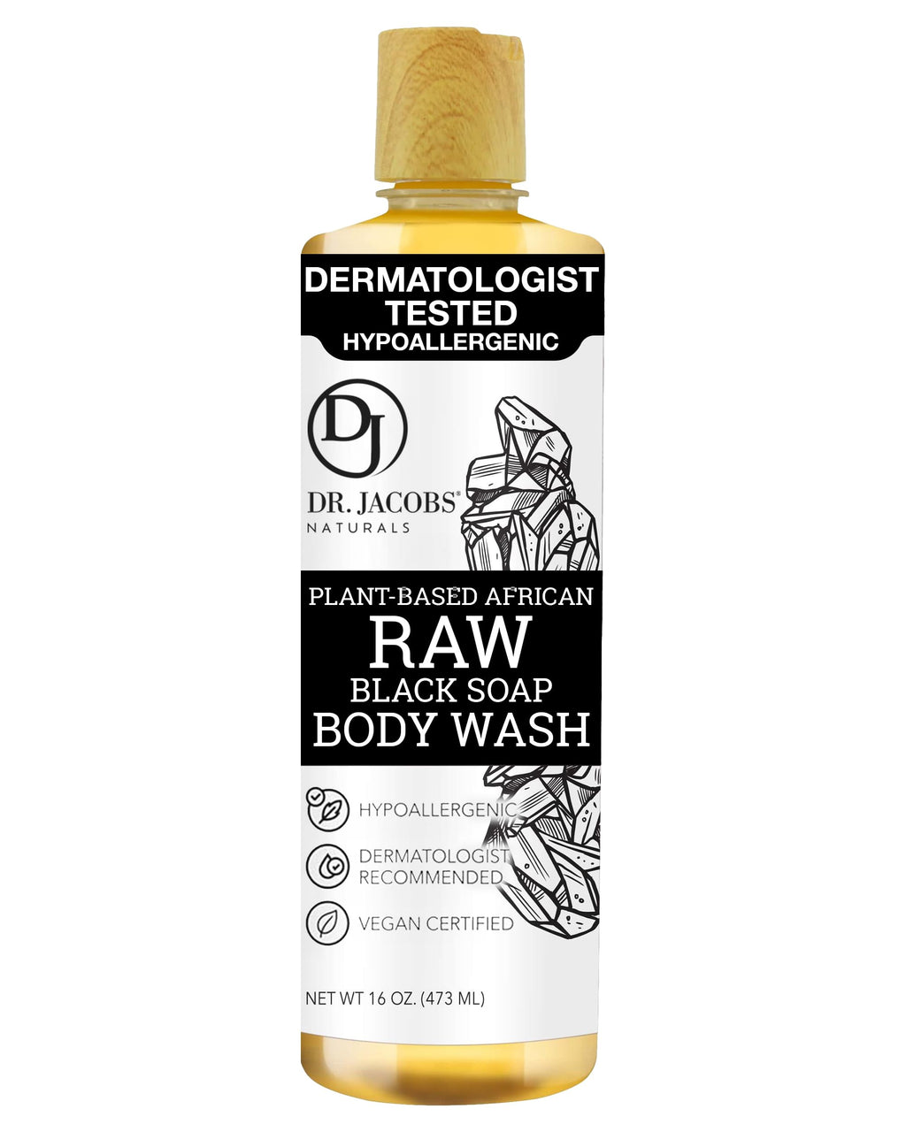 Dr Jacobs Naturals African Black Soap – All-In-One Cleanser with Shea Butter (16 oz)