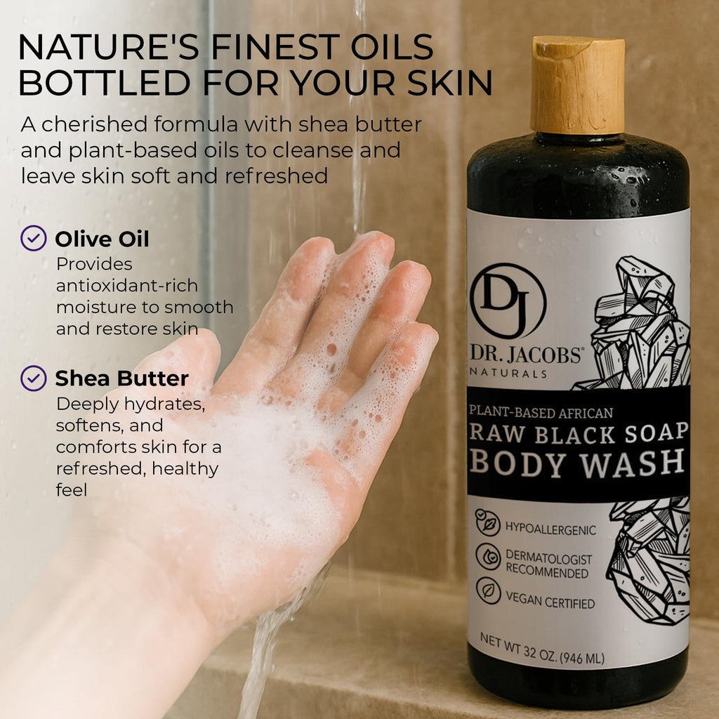 Dr Jacobs Naturals Authentic African Raw Black Soap 2PK – All-In-One Cleanser for Face, Body, Hair & Shaving | Shea Butter Moisturizing Formula