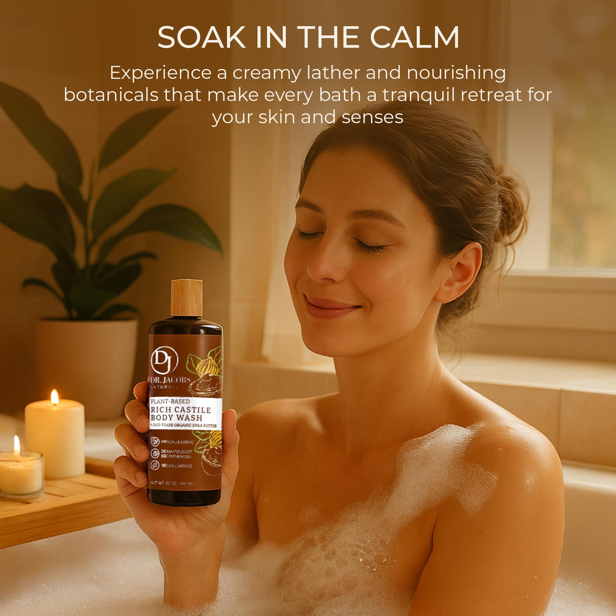DR.JACOBS NATURALS Pure Castile Soap Liquid Body Wash – Sandalwood, Aloe Vera & Vitamin E, 2x16 oz, Made in USA