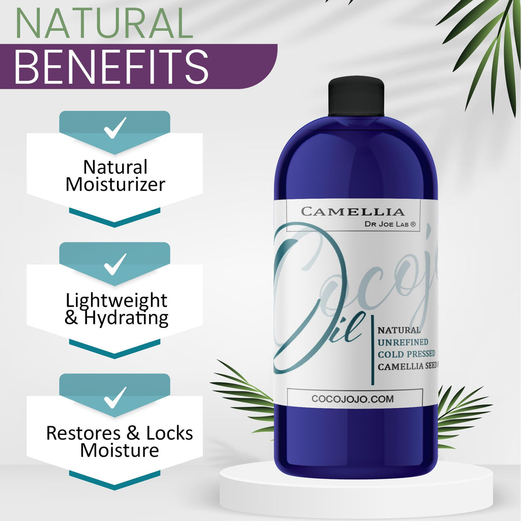Dr Joe Lab Japanese Camellia Seed Oil – Pure Cold-Pressed, Non-GMO Carrier Oil 32 oz