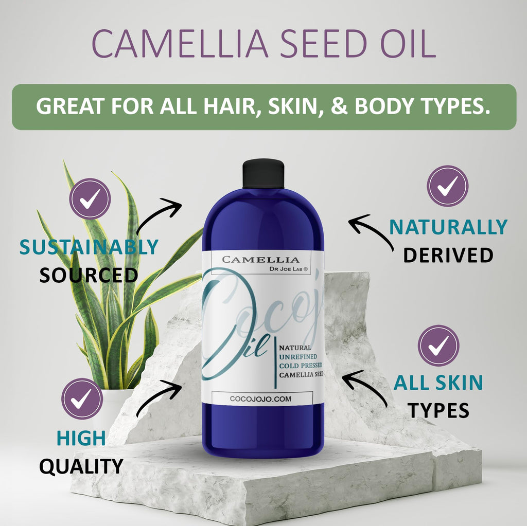 Dr Joe Lab Japanese Camellia Seed Oil – Pure Cold-Pressed, Non-GMO Carrier Oil 32 oz