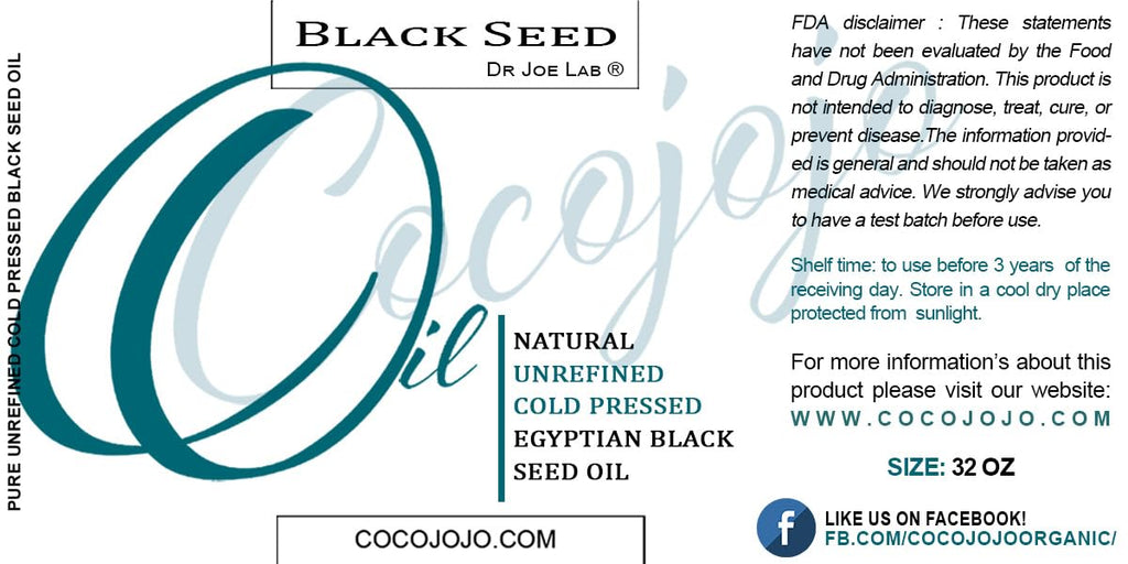 Dr Joe Lab Egyptian Black Seed Oil - Bulk 32 oz - Cold Pressed, Unrefined, Extra Virgin, Vegan, Non-GMO - Hair & Skin