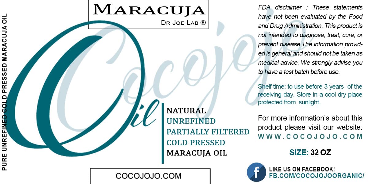 Dr Joe Lab Maracuja Seed Oil – Pure Passion Fruit Carrier Oil, 32 oz for Face, Skin, Hair