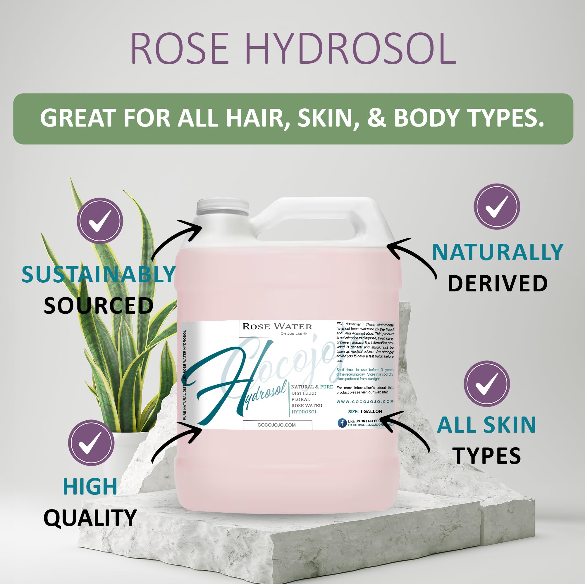 Dr Joe Lab Rice Water Growth Mix – Nourishing Toner with Rose Hydrosol & Aloe, Alcohol-Free Spray (128 oz) for Oily Skin