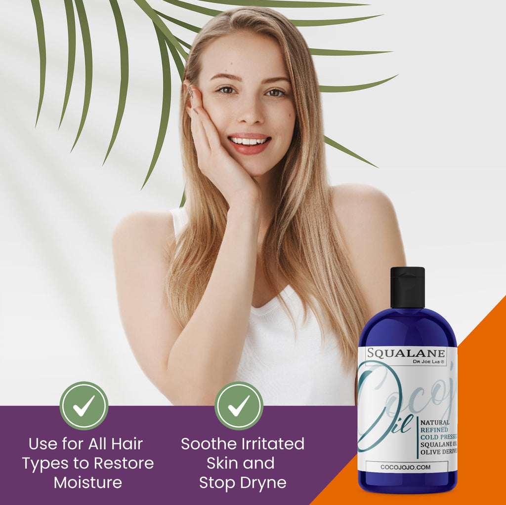 Dr Joe Lab Squalane Oil — Pure Olive-Derived Plant Squalane, 8 oz | Vegan, Cold-Pressed Carrier Oil
