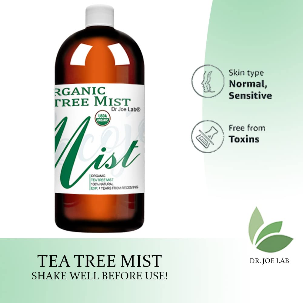 Dr Joe Lab Organic Tea Tree Mist – USDA Certified Face Spray for Sensitive & Dry Skin (32 oz)