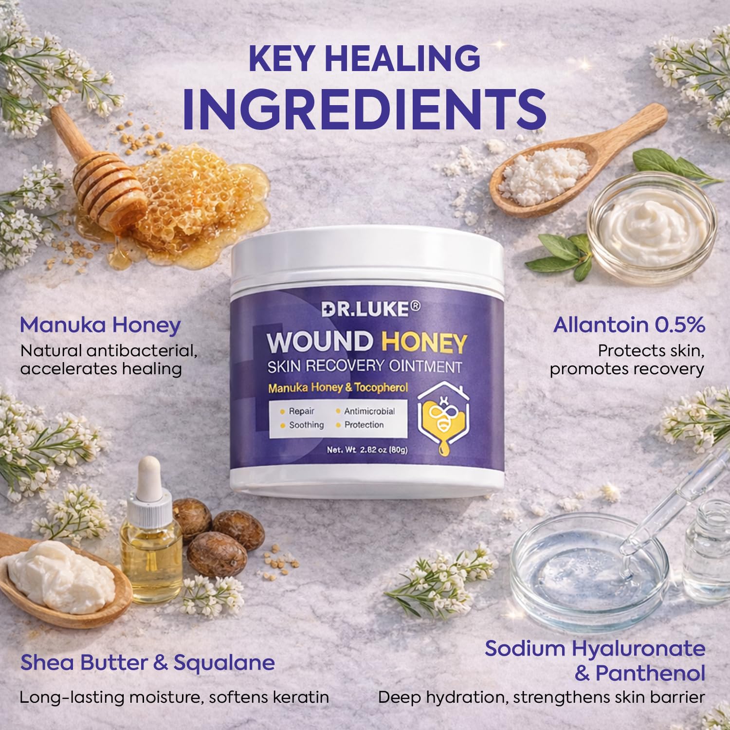 Dr. Luke Manuka Honey Wound Gel – Medihoney Wound Care for Minor Wounds, Allantoin 0.5% & Vitamin E, 2.82 oz