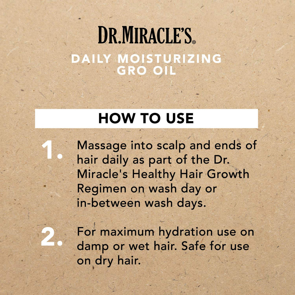 Dr. Miracle's Daily Moisturizing Gro Oil – Vitamins A D E, Avocado & Aloe | Hair Growth & Scalp Treatment (4 oz, Pack of 3)