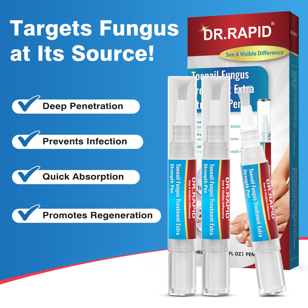 DR.RAPID Toenail Fungus Treatment Pen Extra Strength – 25% Undecylenic Acid & Terbinafine (5ml, 3 Pcs)
