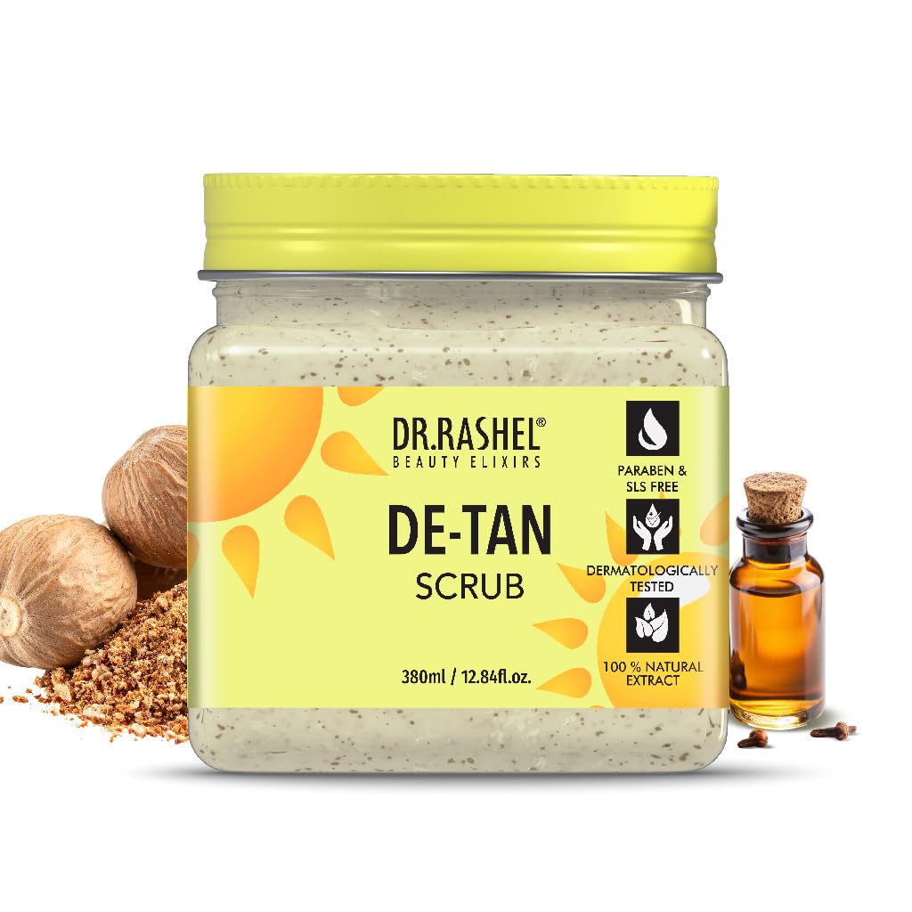 DR.RASHEL De-Tan Face & Body Scrub – Exfoliating Cleanser for Tan Removal, Blackheads & Oil Control | 380 ml