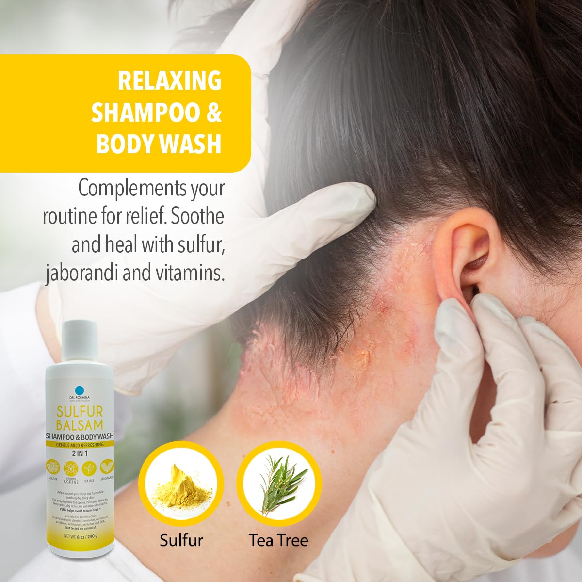 Dr. Robaina Sulfur Shampoo & Body Wash – Color-Safe, SLS-Free, Citrus-Mint, 8 fl oz – Made in USA