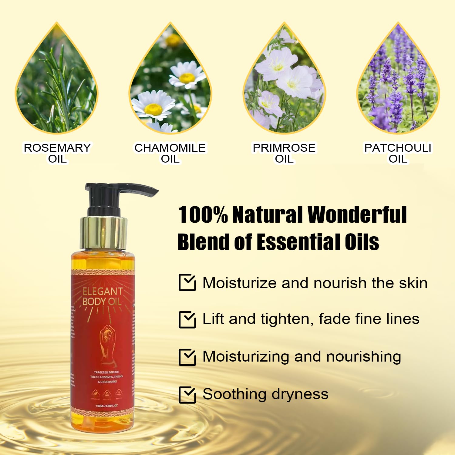 Dr.RZdfa Body Firming Oil – Hydrate & Nourish Dry Skin, Lightweight Non-Greasy 3.4 oz After Shower