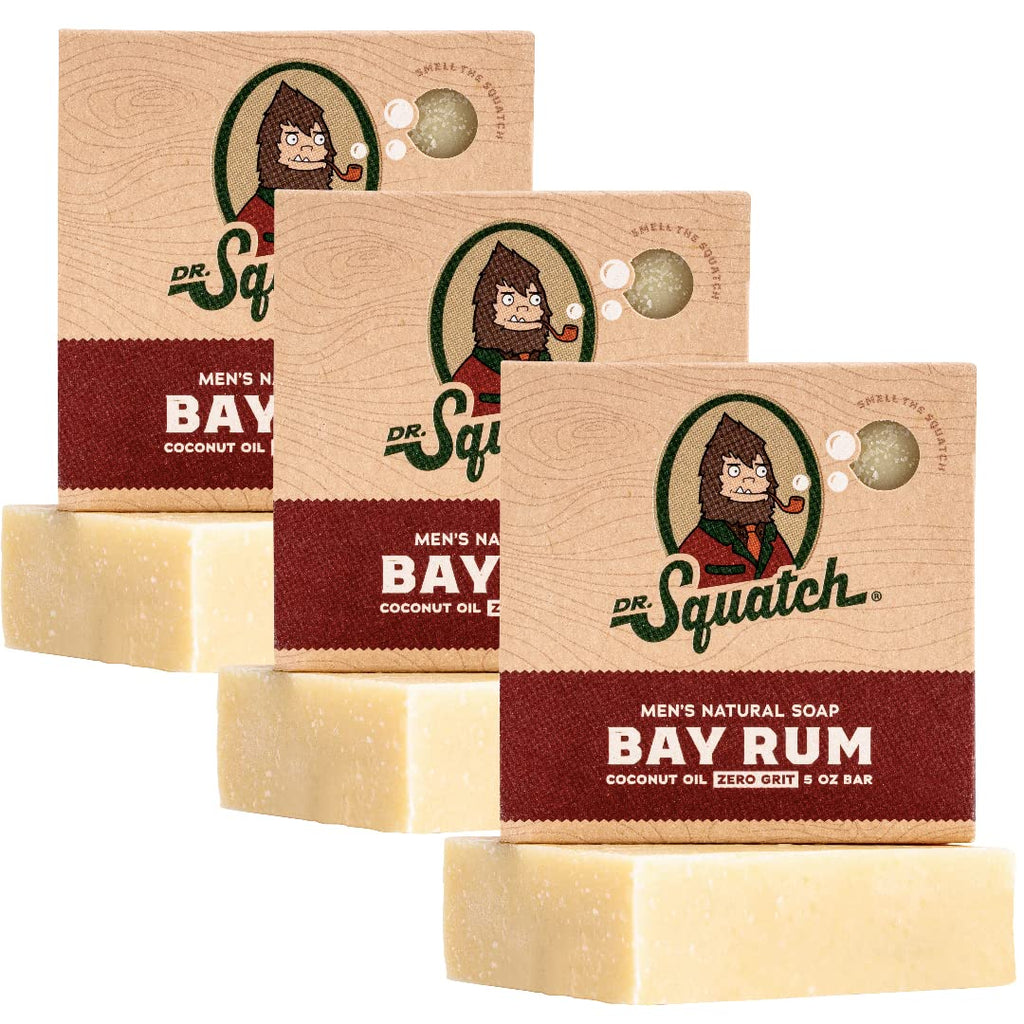 Dr. Squatch Bay Rum Natural Bar Soap for Men – Cold Process, 3-Pack Gift Set