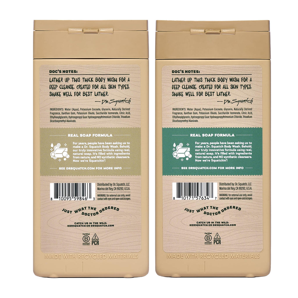 Dr. Squatch Natural Men's Body Wash Duo – Birchwood Breeze & Rainforest Rapids