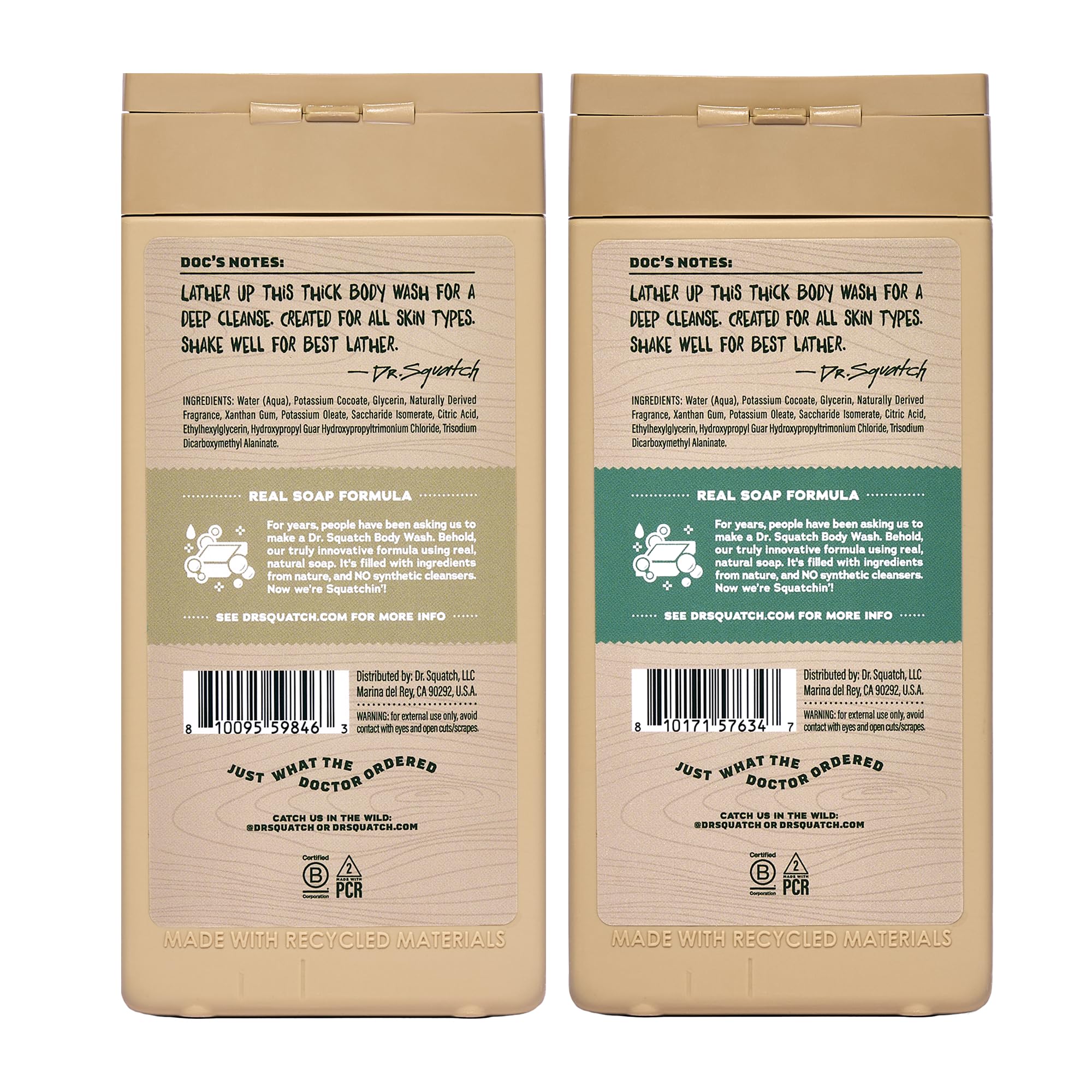 Dr. Squatch Natural Men's Body Wash Duo – Birchwood Breeze & Rainforest Rapids