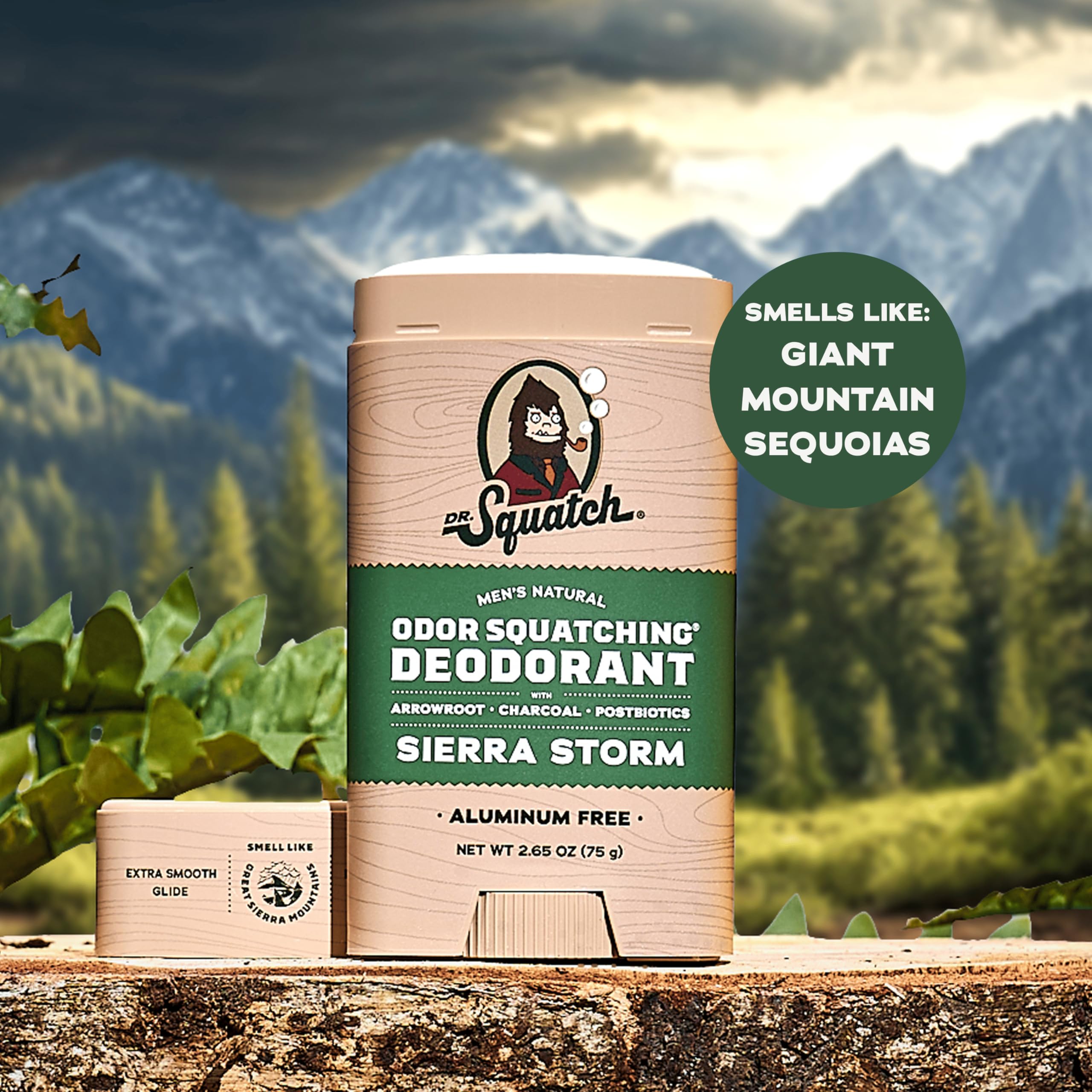 Dr. Squatch Aluminum-Free Deodorant for Men – Charcoal, Postbiotics, 2-Pack – Mountain Meadow & Lumberjack Lodge