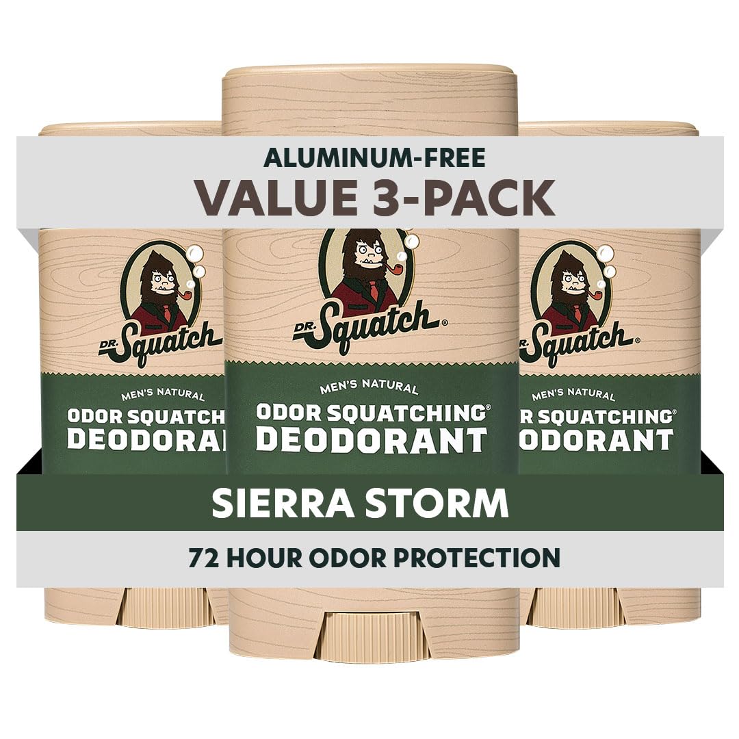 Dr. Squatch Aluminum-Free Deodorant for Men – Charcoal, Postbiotics, 2-Pack – Mountain Meadow & Lumberjack Lodge
