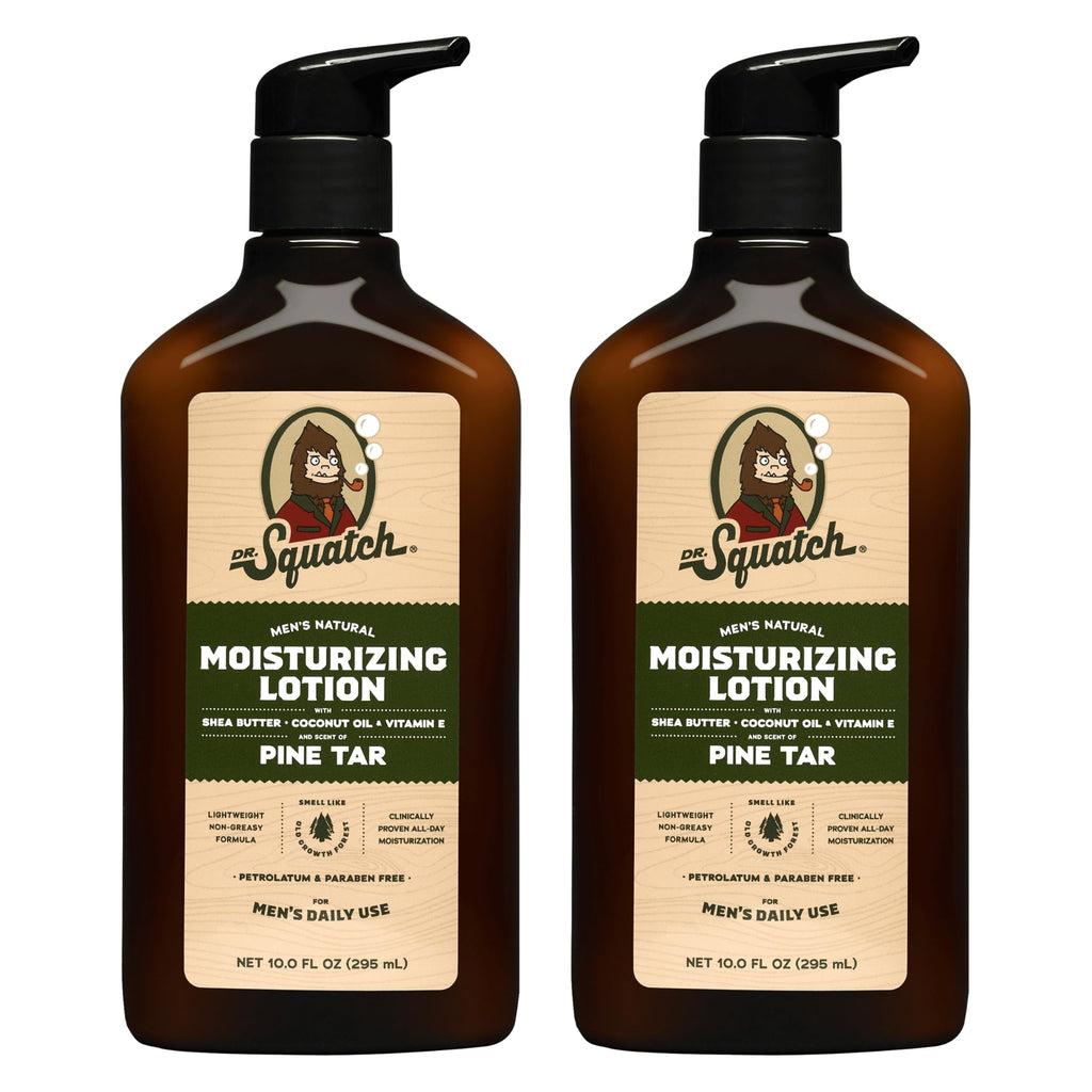 Dr. Squatch Pine Tar Hand & Body Lotion for Men – 24-Hour Moisturization (2-Pack)