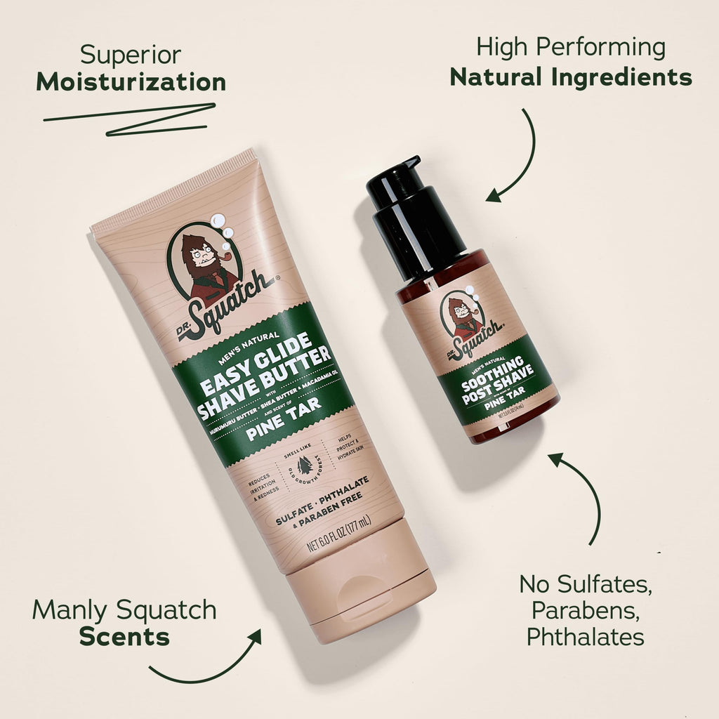 Dr. Squatch Pine Tar Smooth Shave Bundle — Easy Glide Butter + Soothing Post-Shave Moisturizer