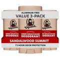 Dr. Squatch Natural Men’s Deodorant – Aluminum-Free, Charcoal & Postbiotics, Sandalwood Summit, 3-Pack (2.65oz Each)