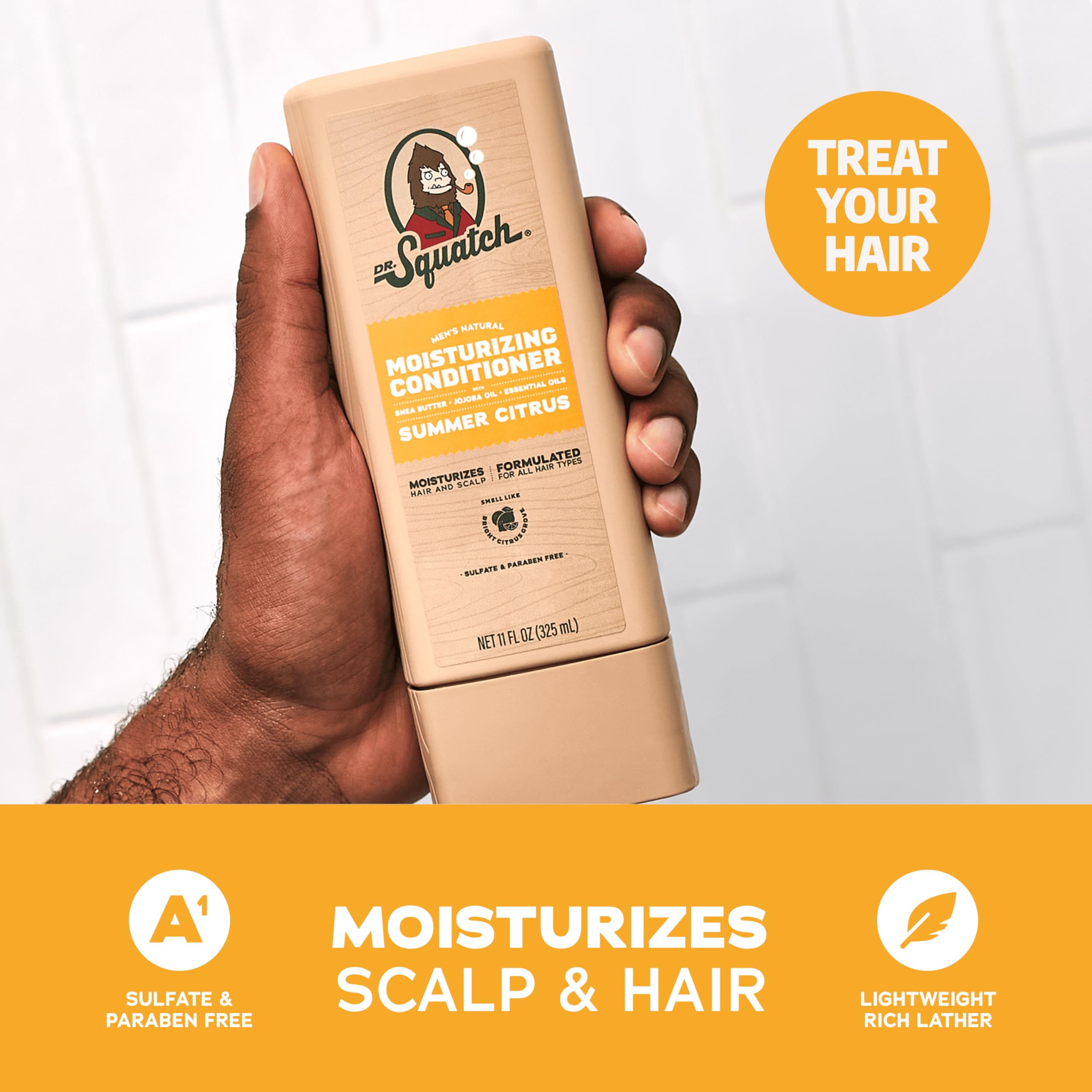 Dr. Squatch Natural Men's Shampoo & Conditioner Set — Summer Citrus, 11 fl oz Each, 2-Pack