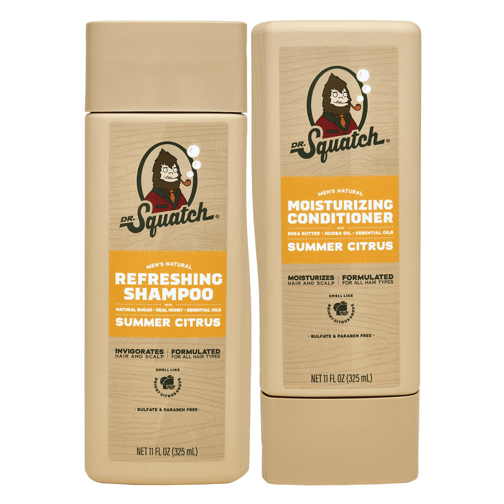 Dr. Squatch Natural Men's Shampoo & Conditioner Set — Summer Citrus, 11 fl oz Each, 2-Pack