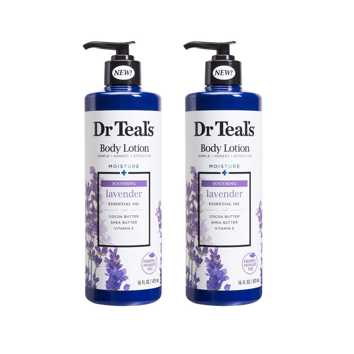 Dr Teal's Body Lotion Moisture Plus Soothing Lavender – 16 fl oz (Pack of 2)