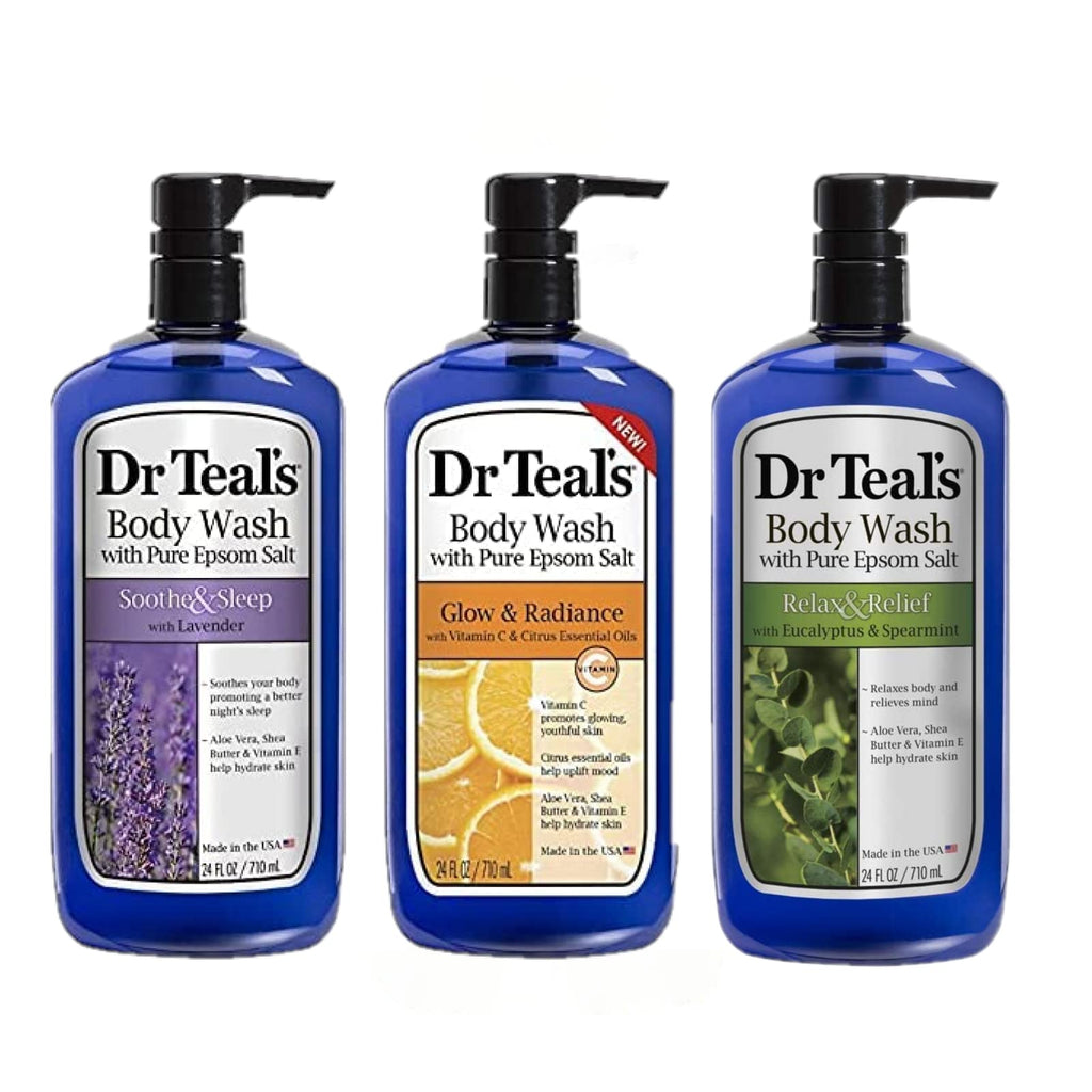Dr Teal's Body Wash Variety Gift Set – 3x24 oz (Lavender, Vitamin C & Citrus, Eucalyptus)