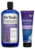 Dr Teal's Foaming Bath & Night Time Therapy Melatonin Body Lotion Gift Set – Lavender 2-Pack