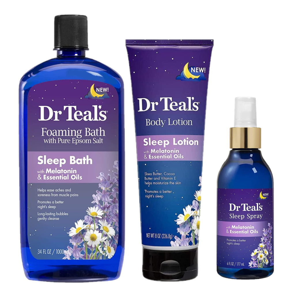 Dr Teal's Melatonin Sleep Bath Gift Set — Lavender Bath Foam, Sleep Lotion & Sleep Spray