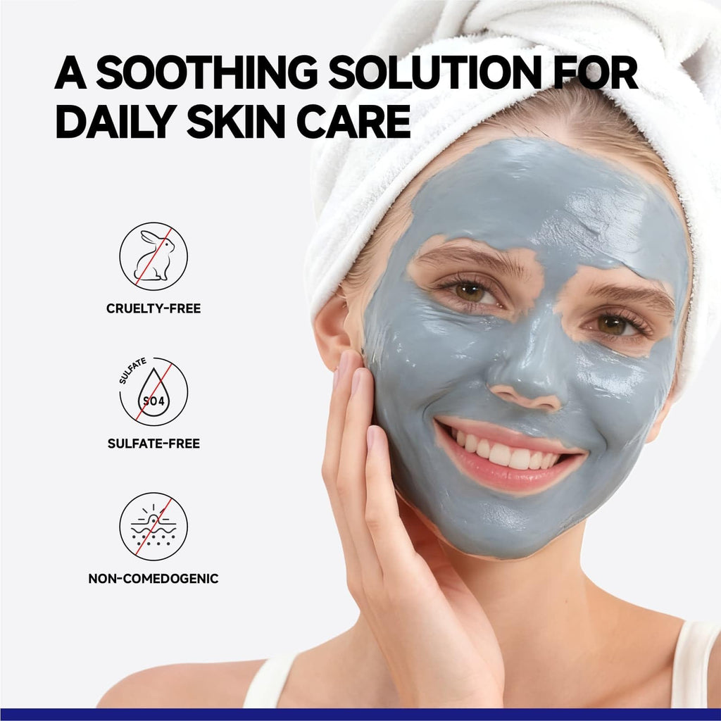 Dr Vincent Deep Pore Cleansing Blue Clay Mask for Face – 5.3 oz Large with Niacinamide