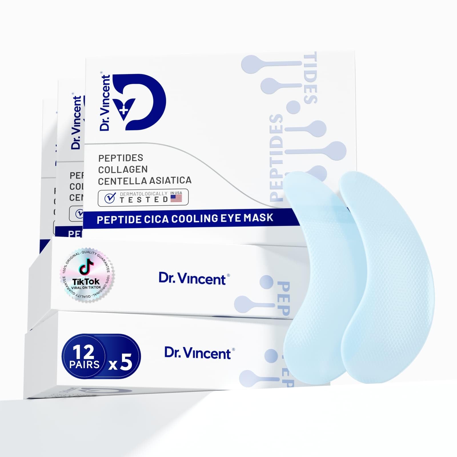 Dr Vincent Peptide Cooling Under Eye Patches — Soothing, Reduces Dark Circles & Puffiness, 60 Pairs