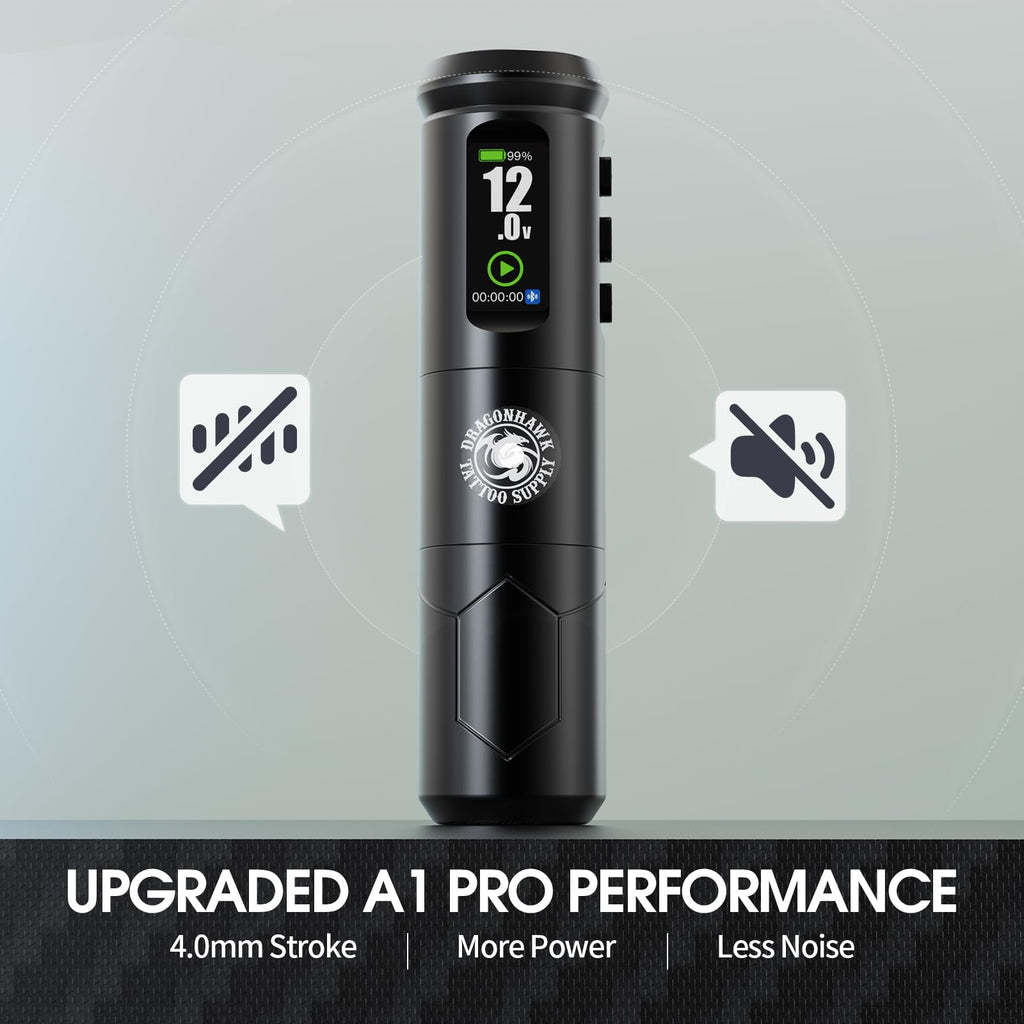 Dragonhawk A1 Pro Tattoo Kit – Cordless Pro Pen, 2000mAh, Beginner Friendly