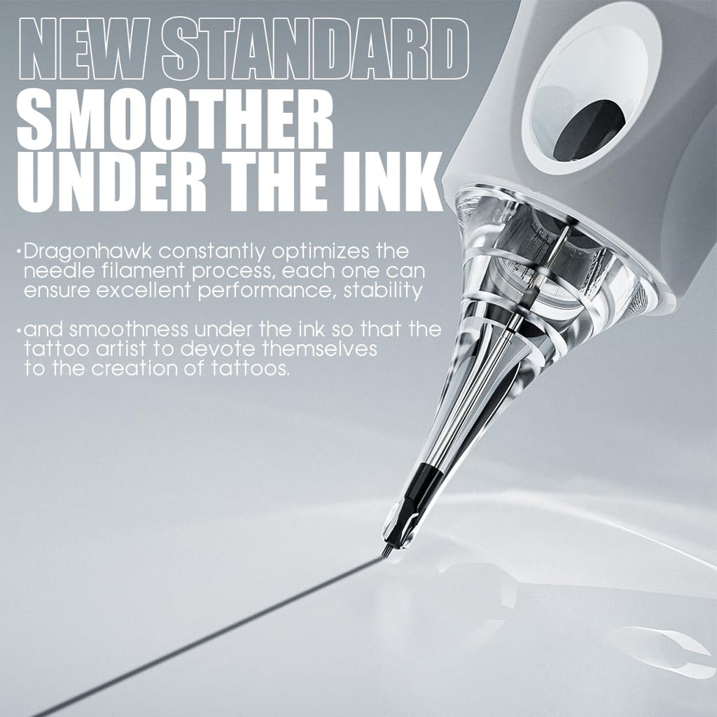 Dragonhawk Tattoo Cartridges 1005RL – 50 Count, Glide Extra Smooth Round Liner