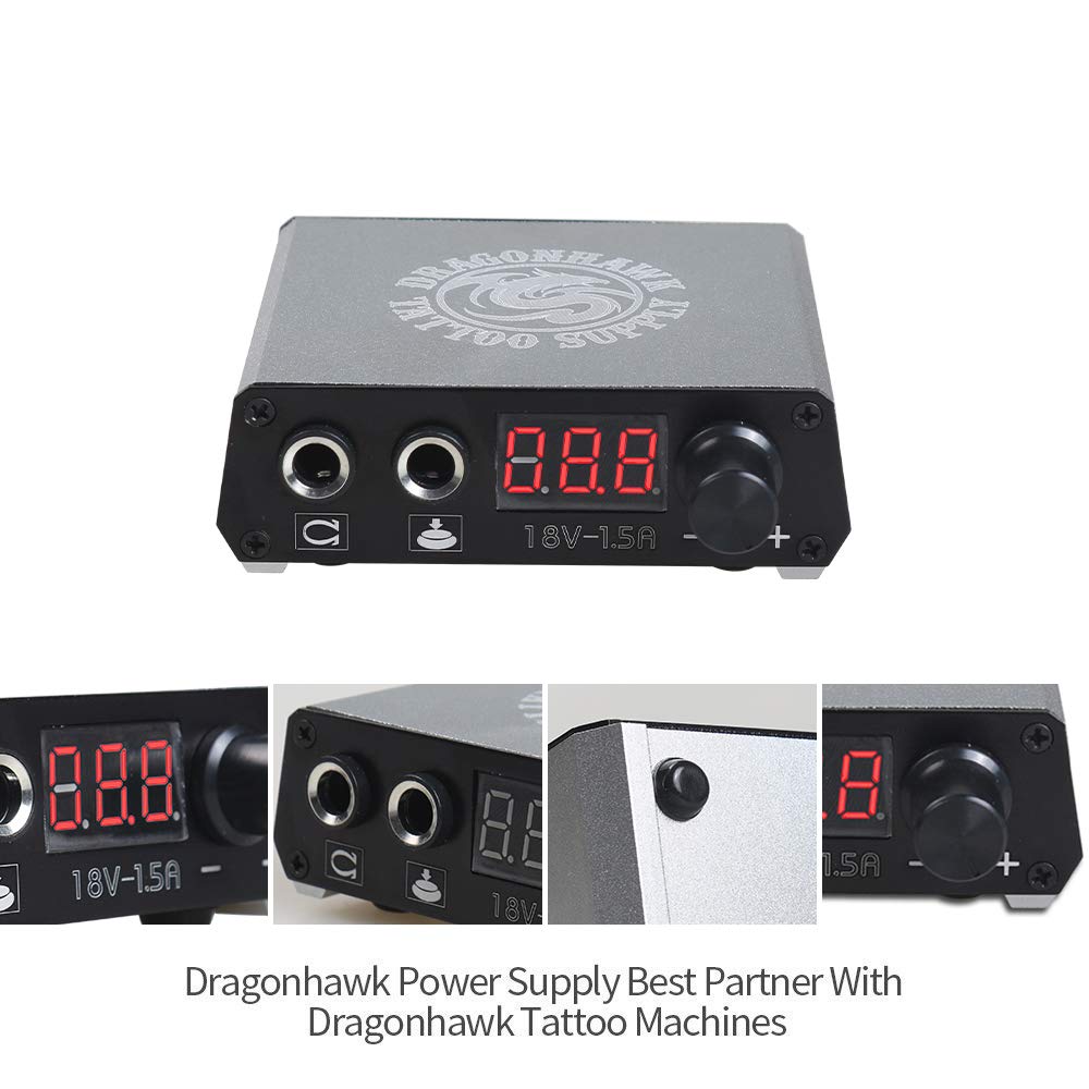 Dragonhawk Traditional Pro Complete Tattoo Kit – Dual Lining & Shading Machines, Power Supply, Needles & Grips for Beginners