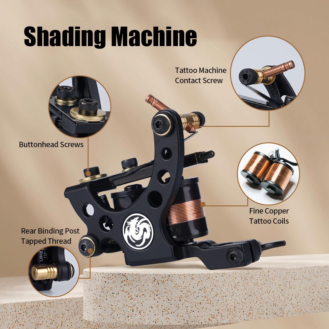 Dragonhawk Traditional Pro Complete Tattoo Kit – Dual Lining & Shading Machines, Power Supply, Needles & Grips for Beginners