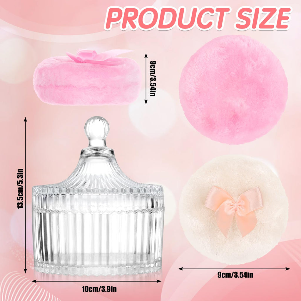 Draupnir Body Powder Puff & Container – 2 Puffs + Glass Powder Container