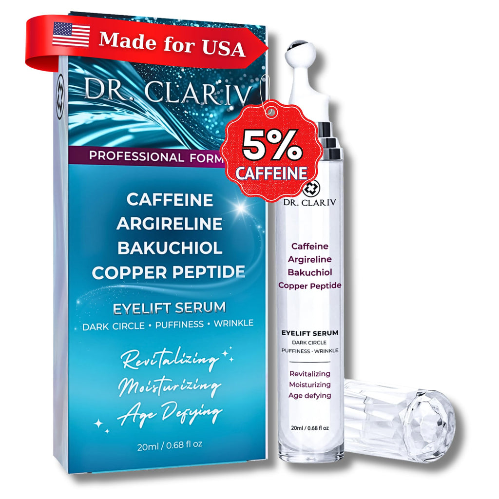 DR. CLARIV Caffeine 5% + Bakuchiol Eye Serum – Roll-On for Dark Circles & Puffiness (Argireline, GHK-Cu), 20ml