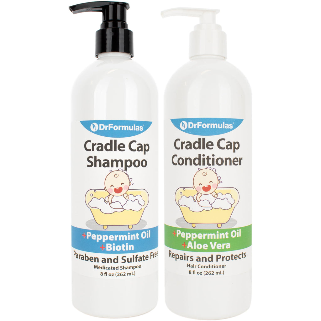 DrFormulas Cradle Cap Shampoo + Conditioner Set – Avocado & Peppermint Oil, Gentle, Sulfate-Free