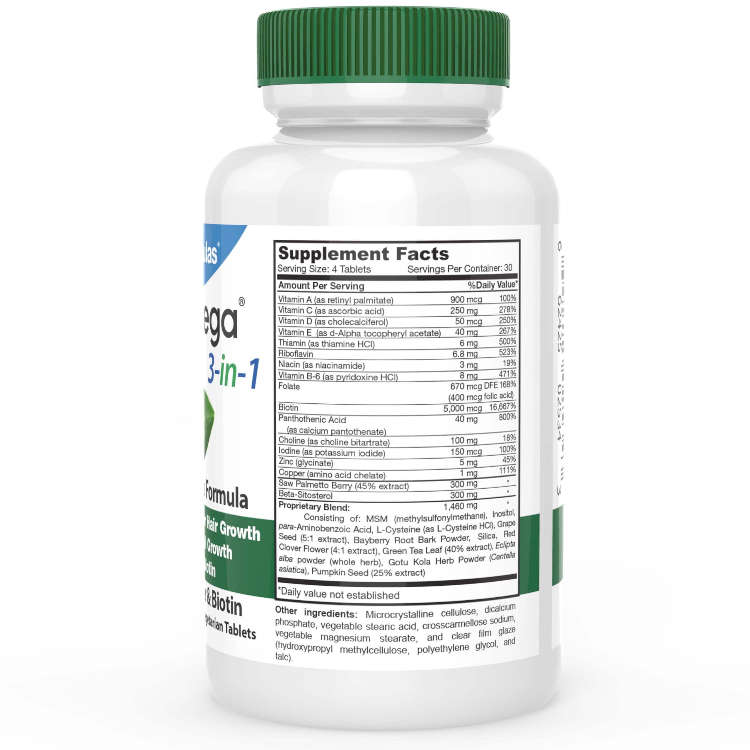 DrFormulas HairOmega 3-in-1 Hair Growth Vitamins with DHT Blocker | Biotin for Hair, Skin & Nails (120 Pills)