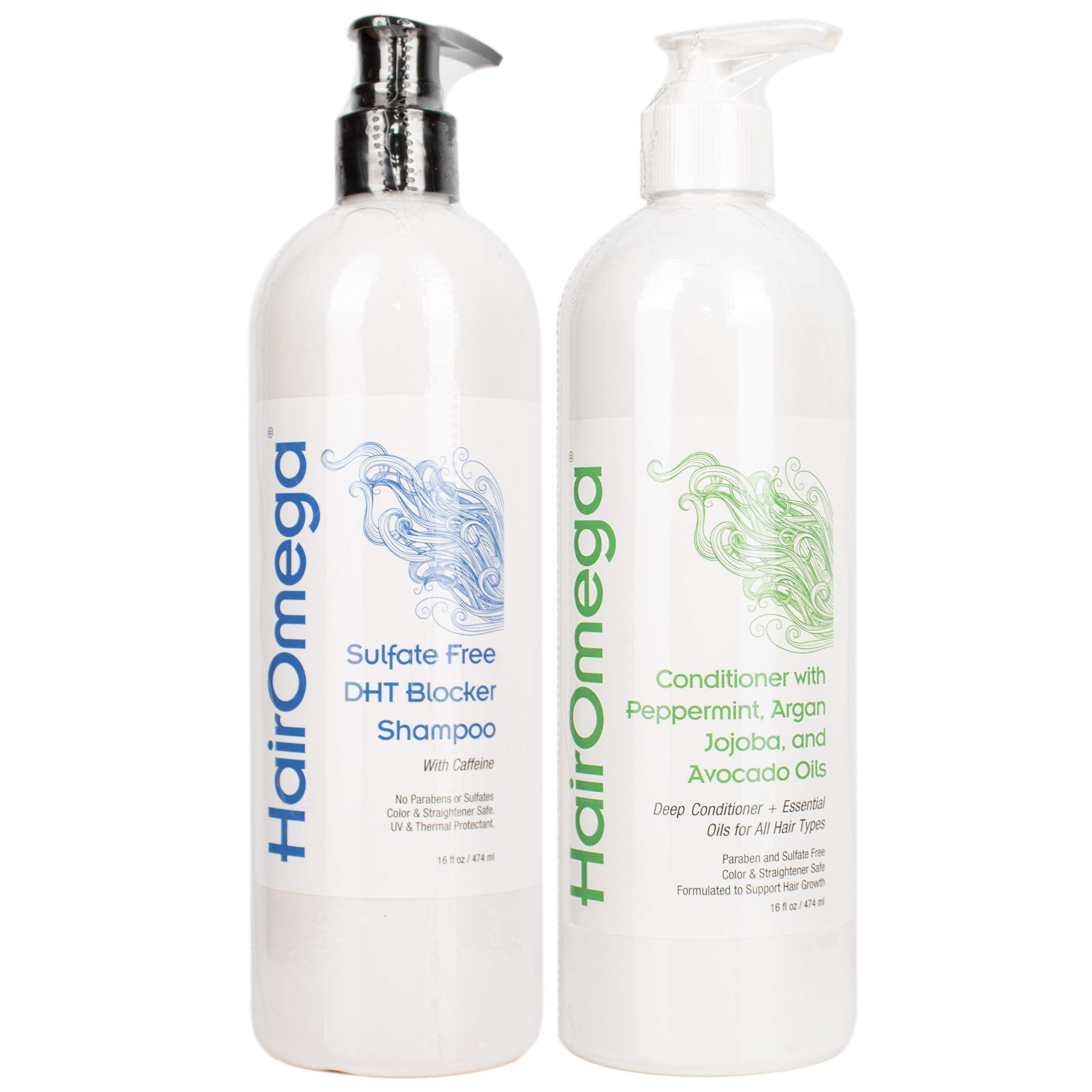 DrFormulas HairOmega DHT Blocker Shampoo + Conditioner – Sulfate Free Set with Moroccan Argan, Jojoba & Avocado Oils