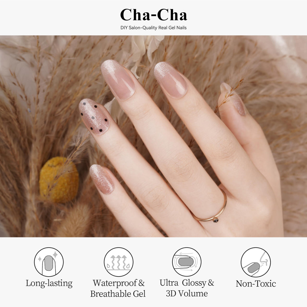 Drizzle Semi Cured Gel Nail Strips – Real Gel Polish Art (Cha-Cha)