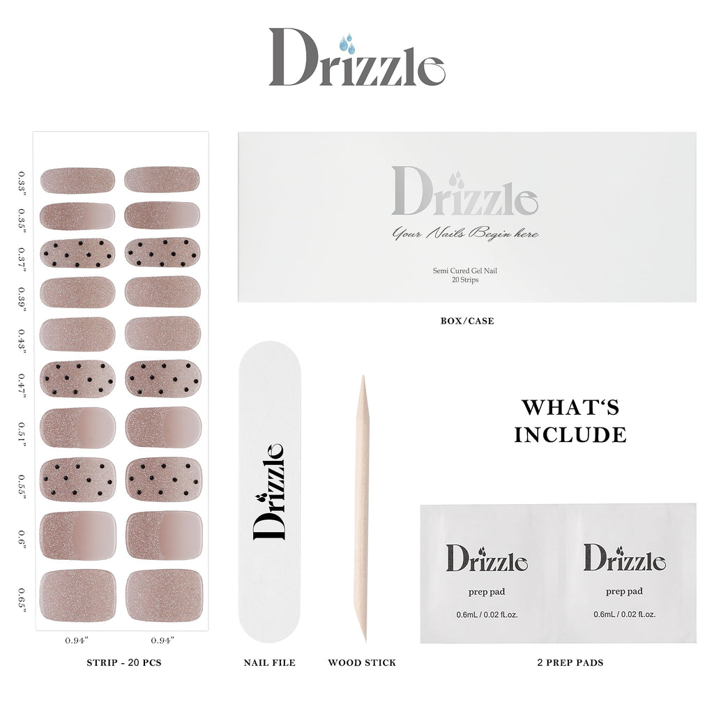 Drizzle Semi Cured Gel Nail Strips – Real Gel Polish Art (Cha-Cha)