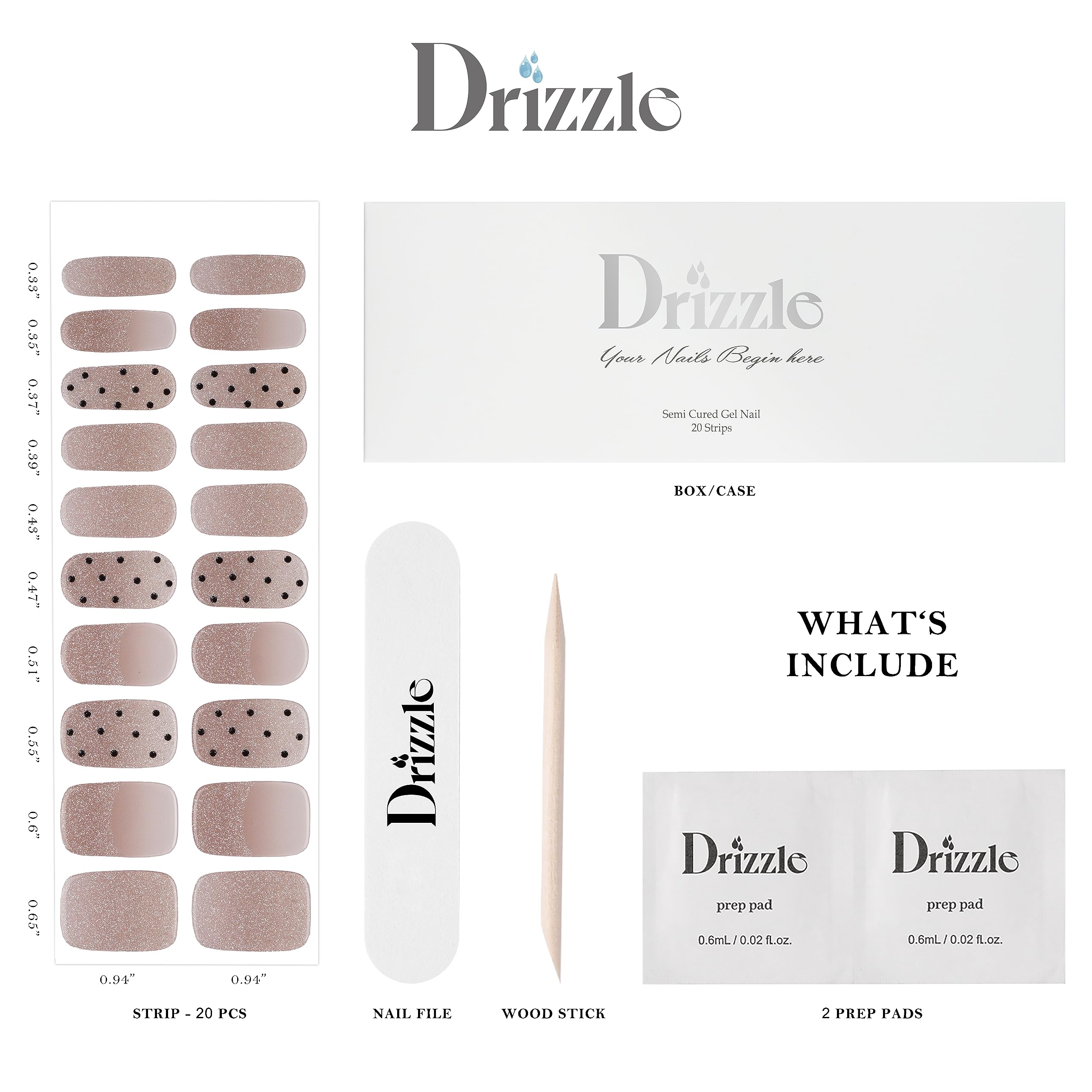 Drizzle Semi Cured Gel Nail Strips – Real Gel Polish Art (Cha-Cha)