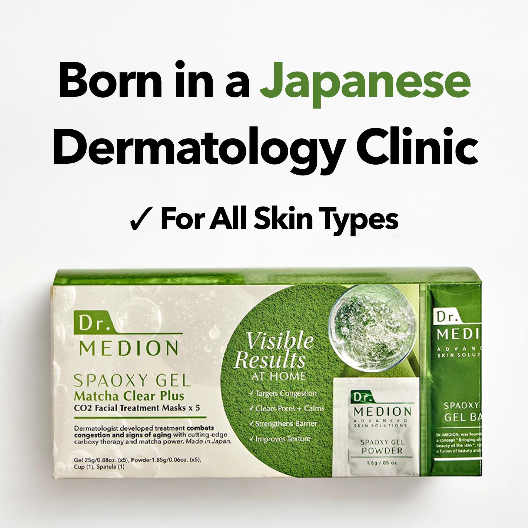 Dr. MEDION Spaoxy Gel Mask Matcha Clear Plus CO2 – Two-Unit Set