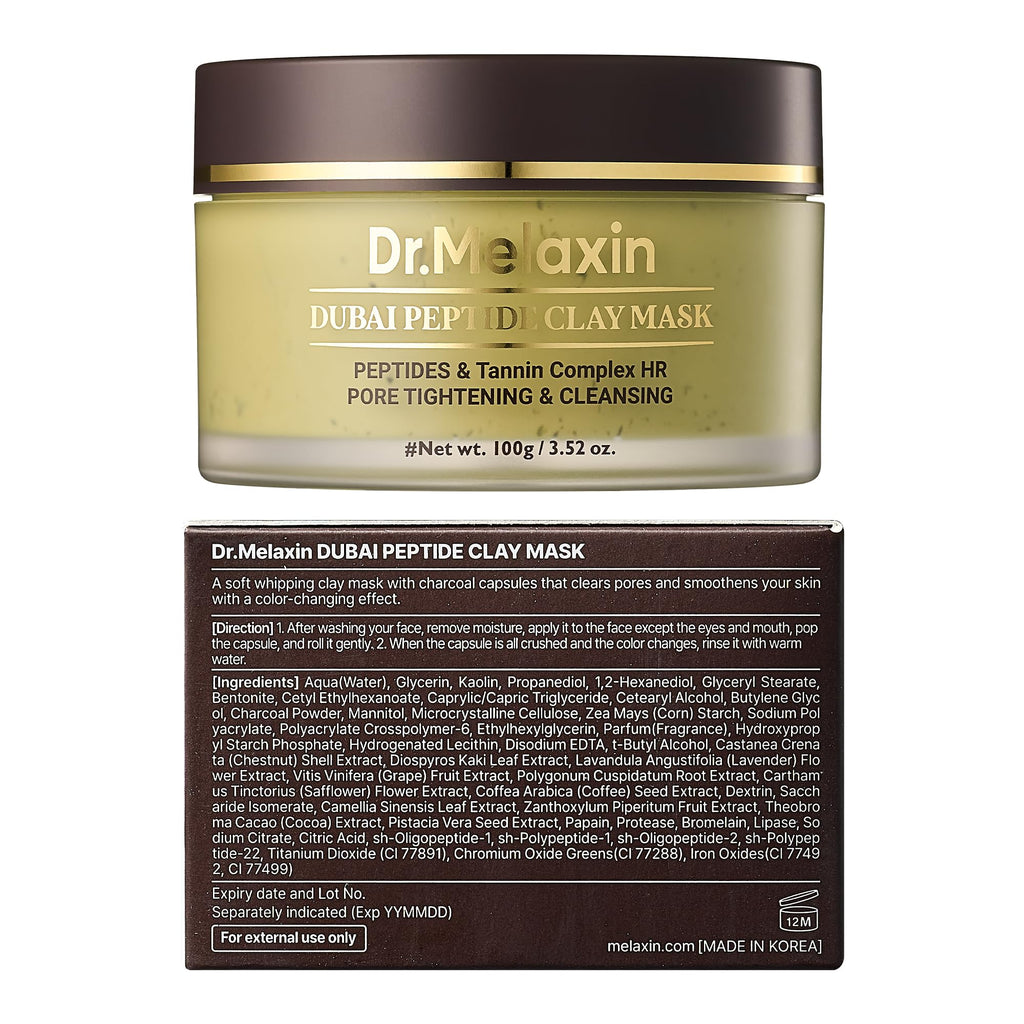Dr.Melaxin Dubai Peptide Clay Mask – Charcoal Absorption, Peptides & Hydration